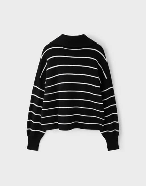 Stradivarius Knit jumper with zip in ecru, 2 of 2