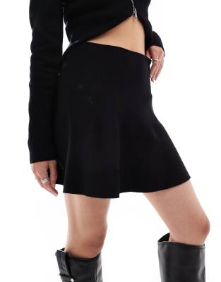 knit mini skirt in black - part of a set