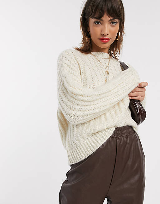 Stradivarius knit sweater in ecru | ASOS
