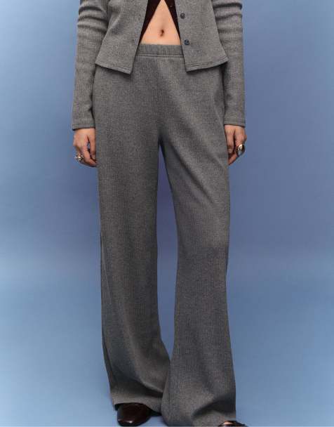 Stradivarius Knit trousers in dark grey