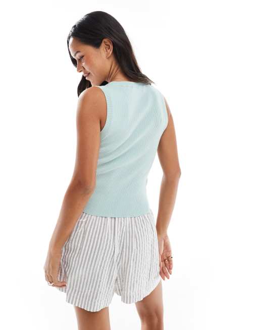 Stradivarius knit vest top in green