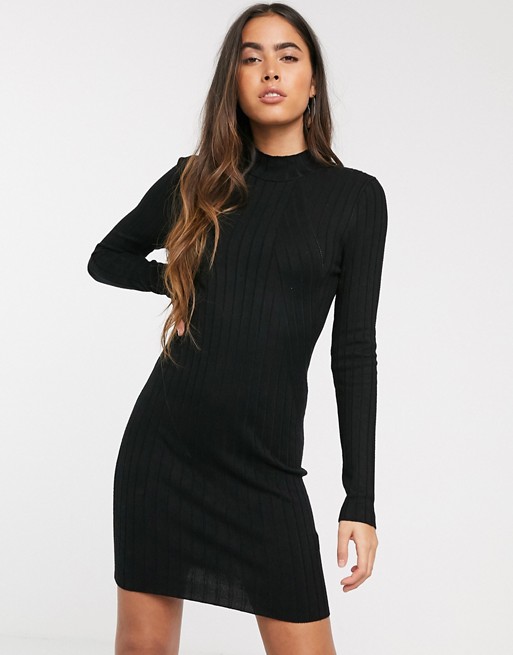 Stradivarius knitted jumper dress in black