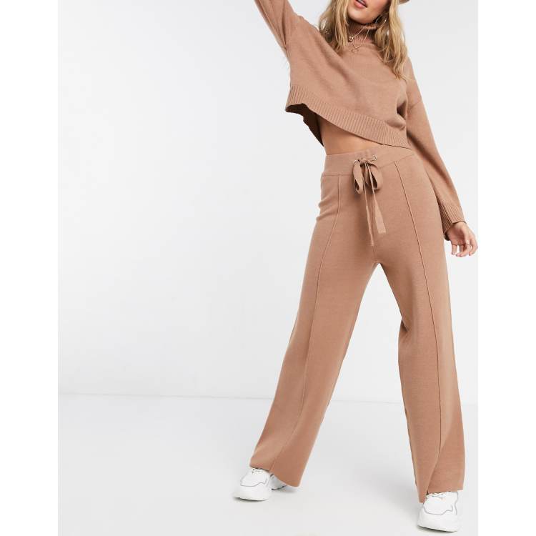 Missguided Jersey Wide Leg Pants Camel, $40, Missguided