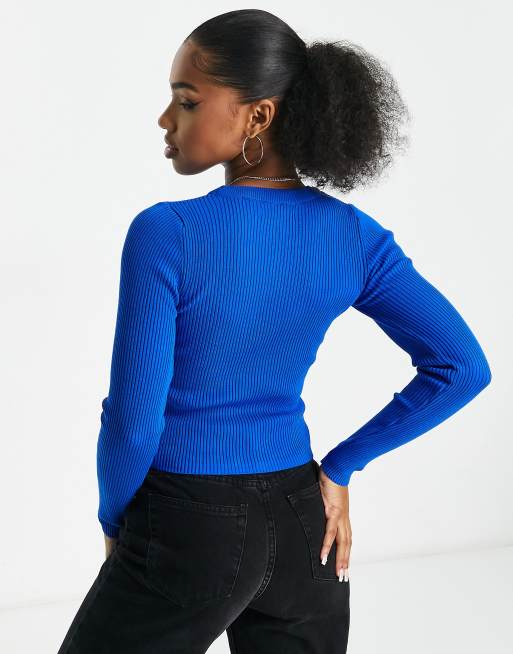 Blue hotsell ribbed jumper