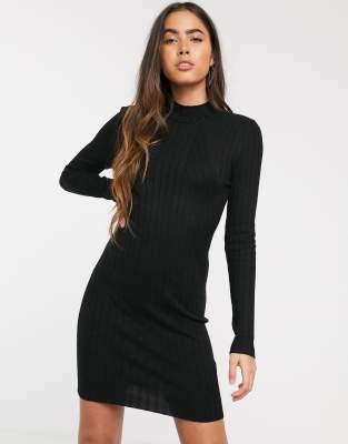 black knitted sweater dress