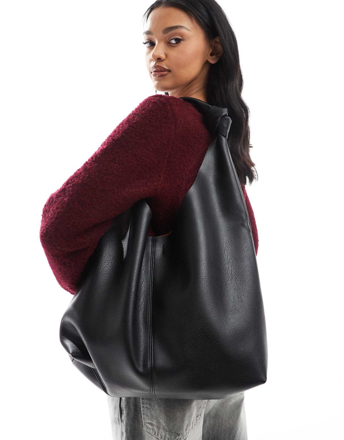 Stradivarius knot detail shoulder bag in black