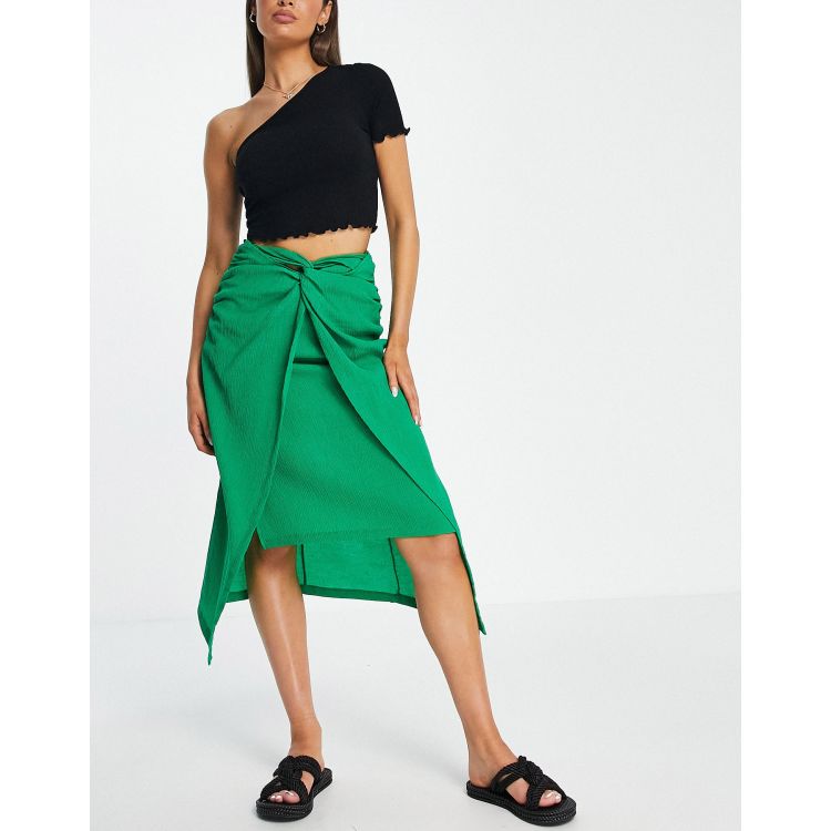 Stradivarius tie dye pleated clearance midi skirt in green