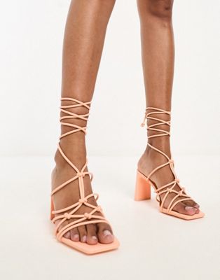  knot front strappy heeled sandal  