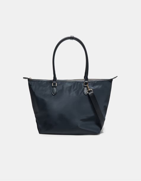 Stradivarius kontrastfarbene Crossbody-Shopper-Tasche in Schwarz - view 1