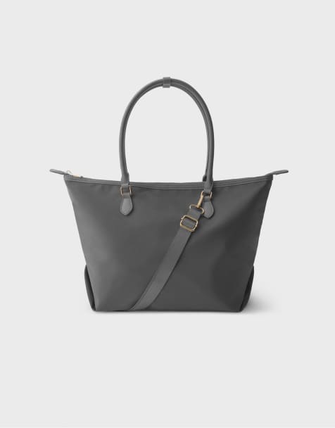 Stradivarius kontrastfärgad crossbody-shoppingväska i mörkgrått - view 1