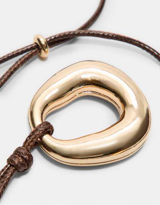 Stradivarius – Kordelhalskette mit goldfarbenem Anhänger, 3 von 4