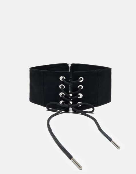 Stradivarius – Korsettgürtel in Schwarz - view 1