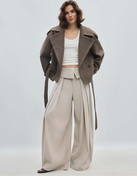Stradivarius kort trenchjacka i brun - view 1