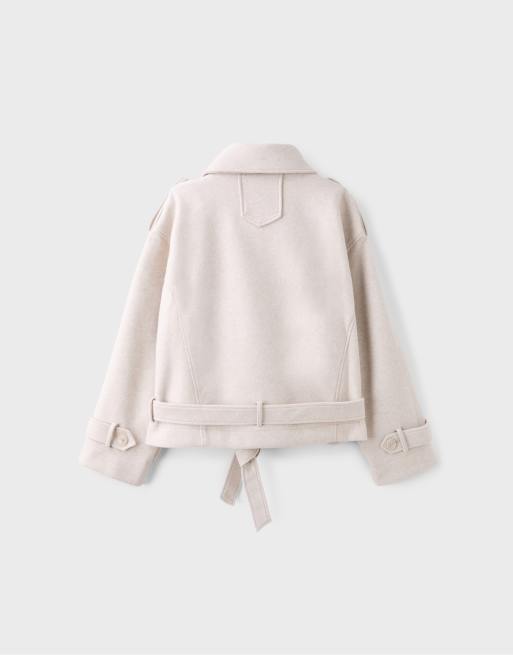 Stradivarius kort trenchjacka i naturvit, 7 av 7