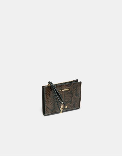 Stradivarius korthållare/plånbok med ormskinnstryck i brun, 3 av 4