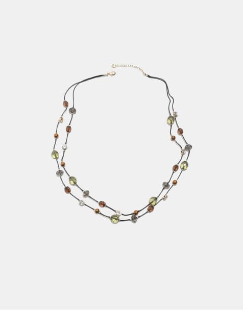 Stradivarius kralenketting in khaki - view 1