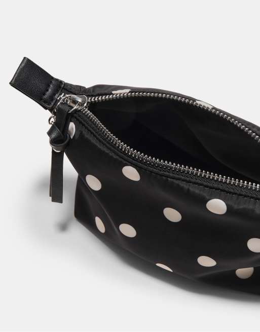 Stradivarius – Kulturbeutel in Schwarz mit Polka Dots, 3 von 3