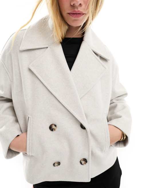 Coat Grauer Mantel Kurz Damen Mantel Wintermantel Wollmantel