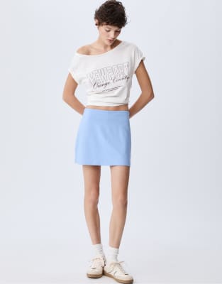 Stradivarius - Kurzer Skort in Himmelblau