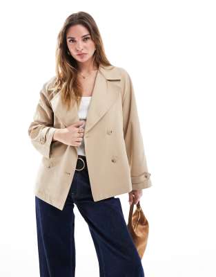 Stradivarius - Kurzer Trench-Jacke in Beige-Neutral