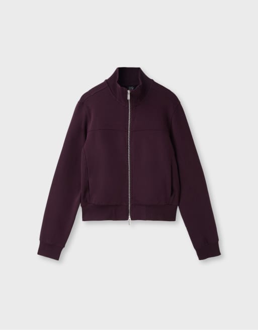 Stradivarius kurzes Sweatshirt mit hohem Kragen und Reißverschluss in Dunkelviolett, 6 von 7