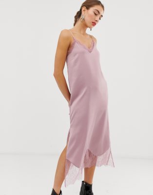 asos pink slip dress