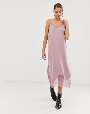 pink cami slip dress