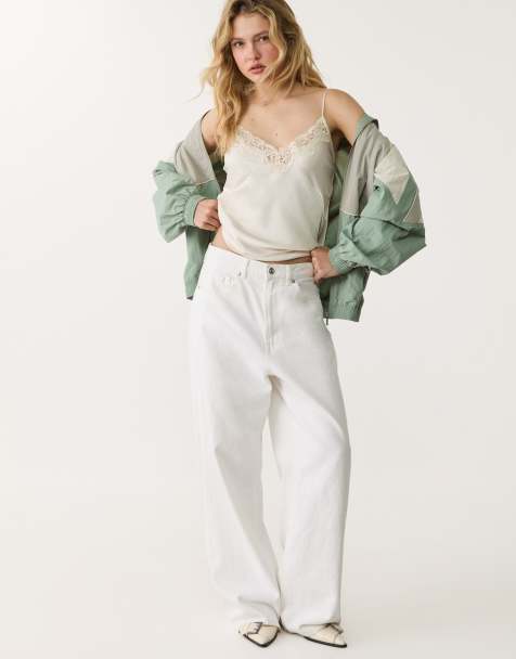 Stradivarius lace cami top in ecru - view 1