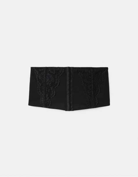 Stradivarius Lace corset belt in black - view 1