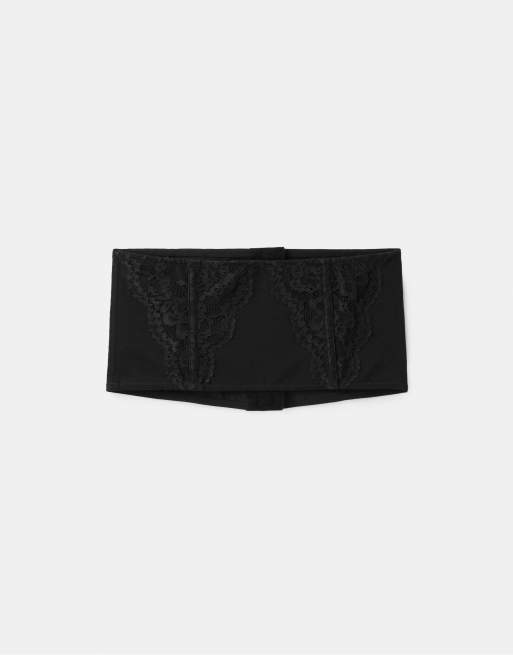 Stradivarius Lace corset belt in black, 4 of 4