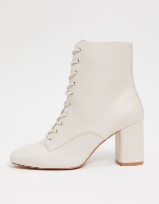 white ankle lace up boots