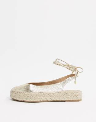 gold lace up espadrilles