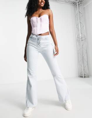 Lace up best sale bell bottom jeans