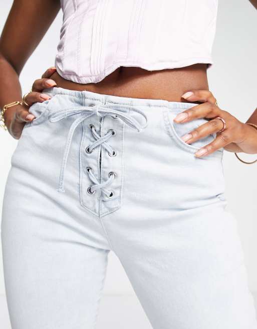 Lace up hot sale waist jeans