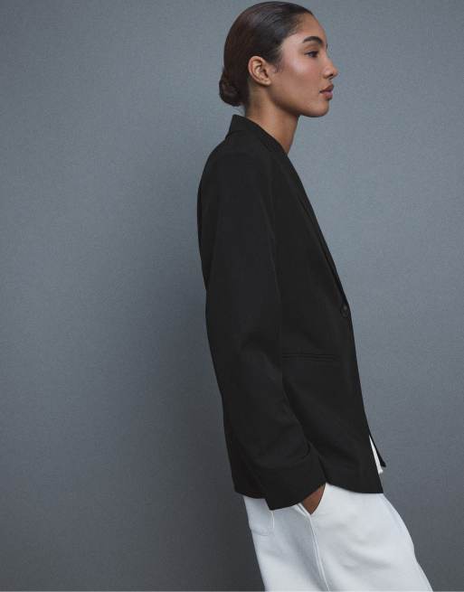 Stradivarius lang skræddersyet blazer i sort, 2 af 7