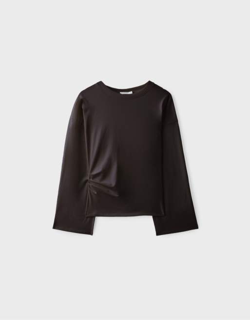 Stradivarius Langärmliges, tailliertes T-Shirt in Braun, 6 von 7