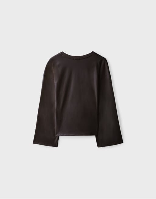 Stradivarius Langärmliges, tailliertes T-Shirt in Braun, 7 von 7