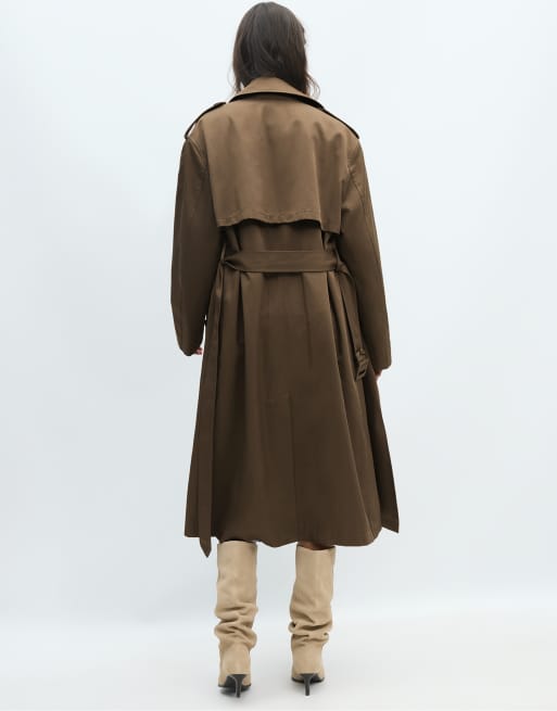 Stradivarius lange basic trenchcoat in caramel, 2 van 6