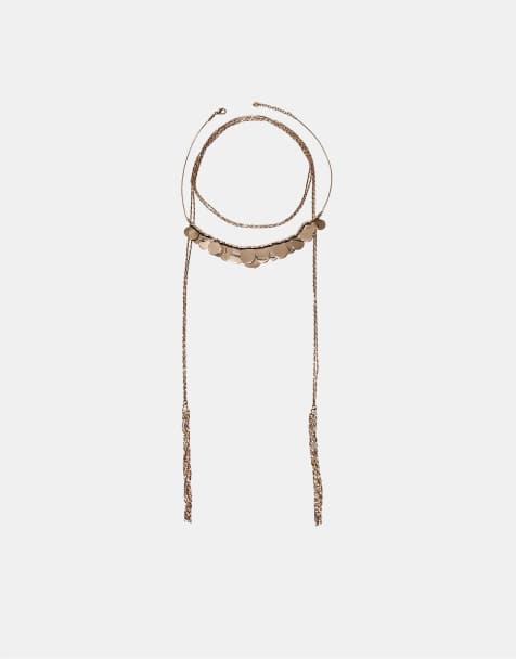 Stradivarius – Lange Halsketten in Goldoptik, 2er-Set - view 1