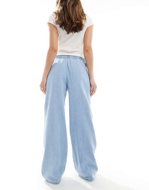 Stradivarius lange Jeanshose in Hellblau, 3 von 5