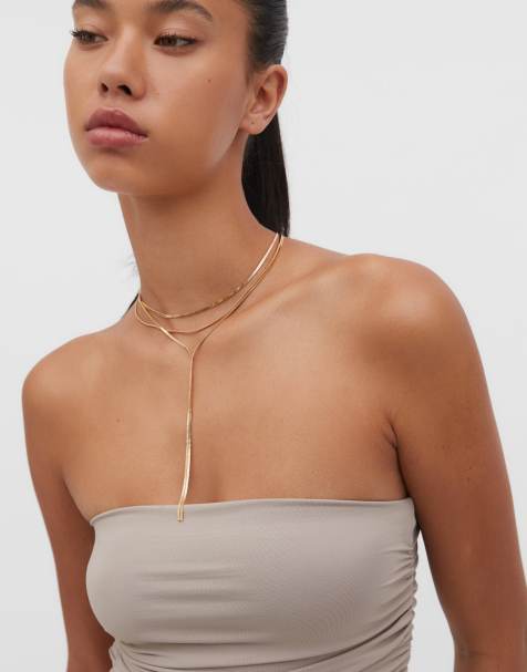 Stradivarius - Lange ketting met meerdere schakelkettingen in goud - view 1