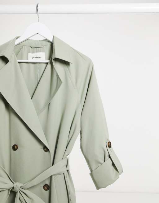 Stradivarius - Lange trenchcoat in kaki, 4 van 4