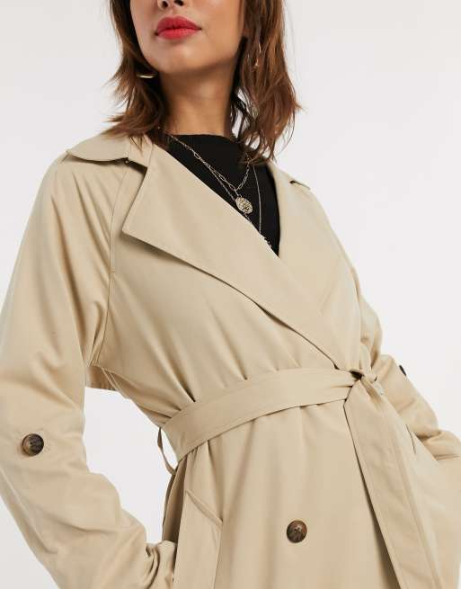 Stradivarius - Lange zwierige trenchcoat in beige, 3 van 4
