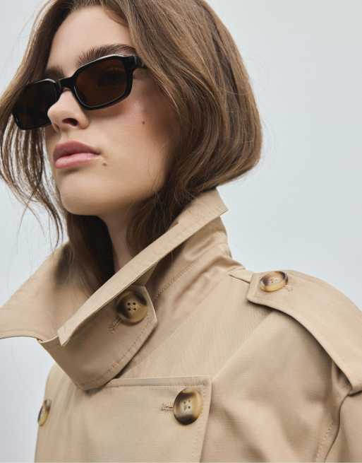 Stradivarius langer Basic-Trenchcoat in Beige, 4 von 7
