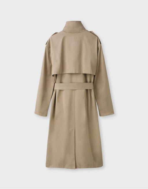 Stradivarius langer Basic-Trenchcoat in Beige, 7 von 7