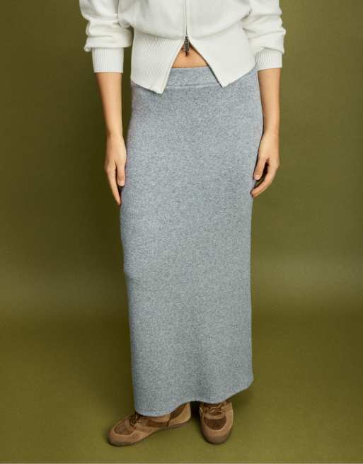 Stradivarius langer Rock mit Soft-Touch in Dunkelgrau, 2 von 7