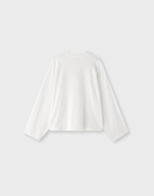 Stradivarius langærmet T-shirt i hvid, 7 af 7