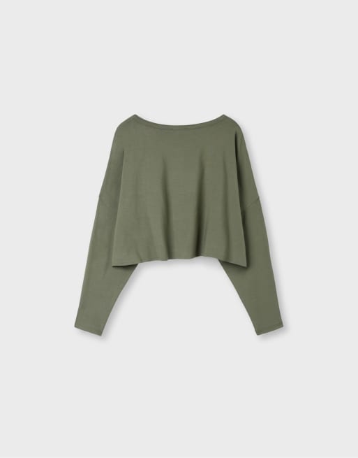 Stradivarius langærmet T-shirt i khaki, 7 af 7
