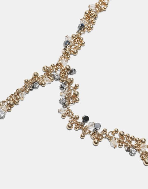 Stradivarius långt lariat-halsband med pärlor i guld, 4 av 4