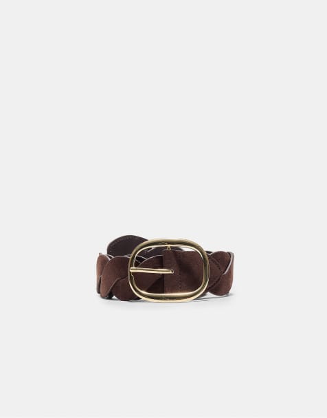 Stradivarius Large braided belt in brown - view 1